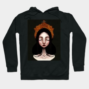 Snow White Low Brow Illustration With Russian Style Headress Glitter Undereye Make Up Hoodie